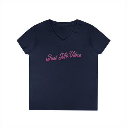 Just Me Vibes Valentine Ladies V-Neck Tee