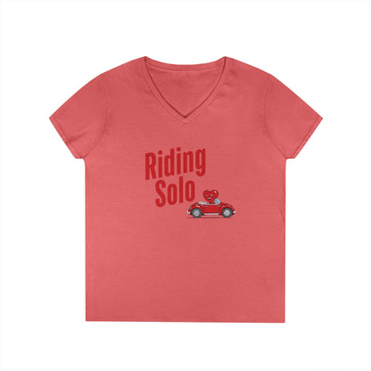Riding Solo Valentine Ladies V-Neck Tee