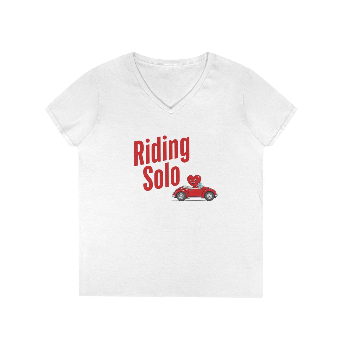 Riding Solo Valentine Ladies V-Neck Tee