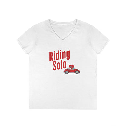 Riding Solo Valentine Ladies V-Neck Tee