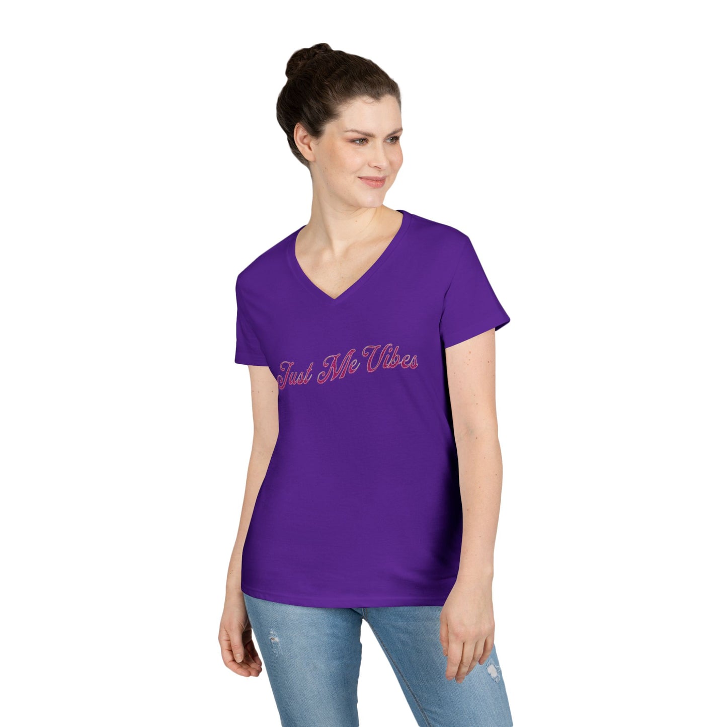 Just Me Vibes Valentine Ladies V-Neck Tee