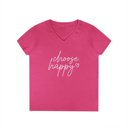 Choose Happy Ladies' V-Neck T-Shirt