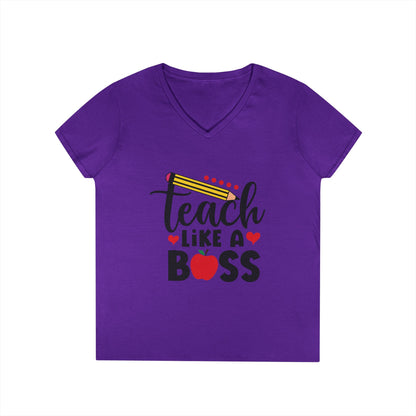 Teach Like A Boss Ladies' V-Neck T-Shirt