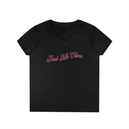 Just Me Vibes Valentine Ladies V-Neck Tee