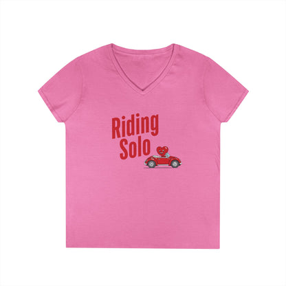 Riding Solo Valentine Ladies V-Neck Tee