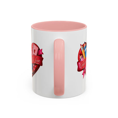Teaching is Love Valentine’s Accent Coffee Mug (11oz, 15oz)