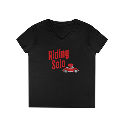 Riding Solo Valentine Ladies V-Neck Tee