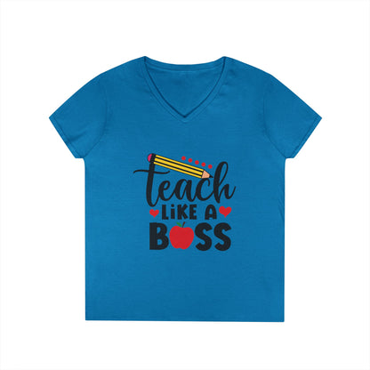 Teach Like A Boss Ladies' V-Neck T-Shirt
