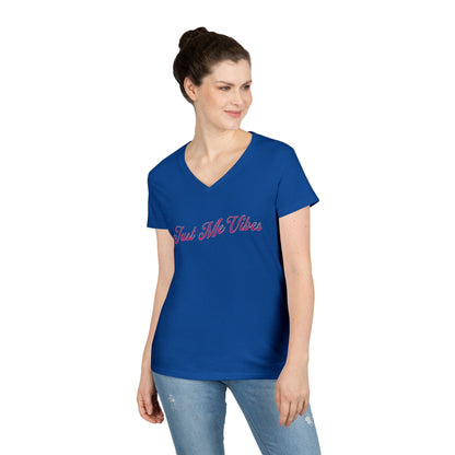 Just Me Vibes Valentine Ladies V-Neck Tee