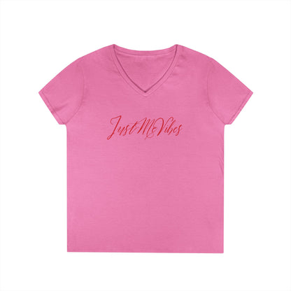Just Me Vibes Valentine Ladies V-Neck Tee