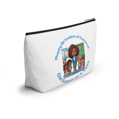 Shaping the Leaders of Tomorrow White Accessory Pouch w T-bottom