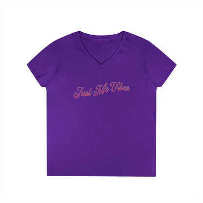 Just Me Vibes Valentine Ladies V-Neck Tee