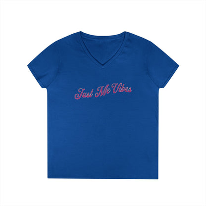 Just Me Vibes Valentine Ladies V-Neck Tee
