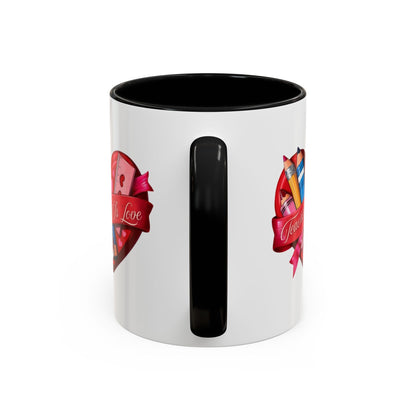Teaching is Love Valentine’s Accent Coffee Mug (11oz, 15oz)