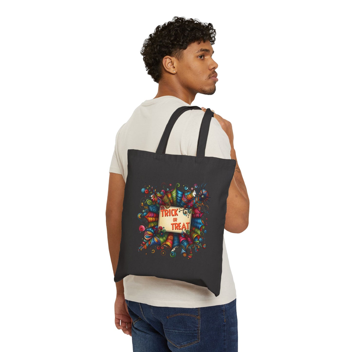 Trick or Treat Spiderweb Cotton Tote Bag