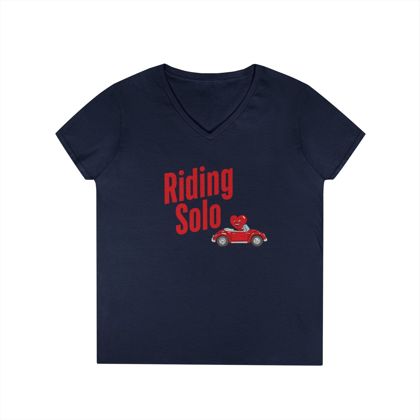 Riding Solo Valentine Ladies V-Neck Tee