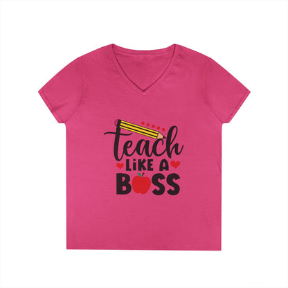 Teach Like A Boss Ladies' V-Neck T-Shirt