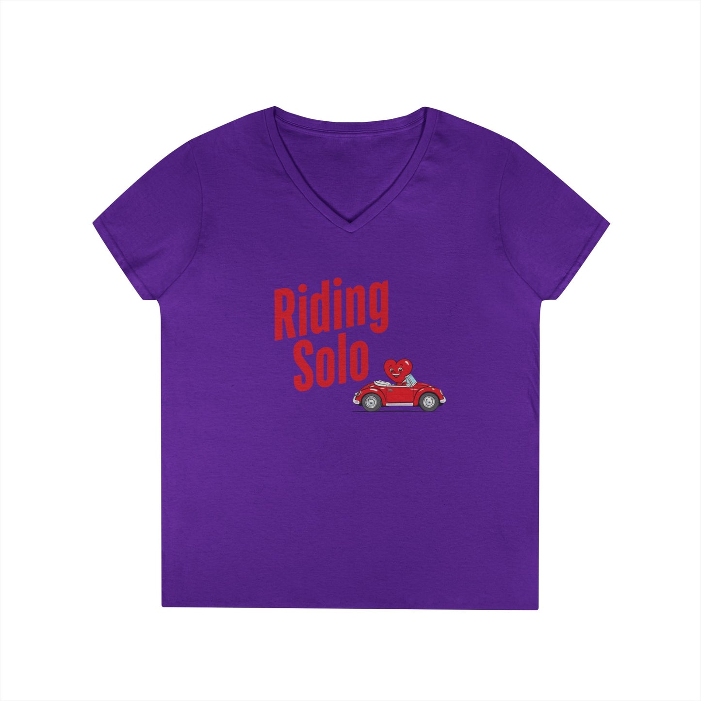 Riding Solo Valentine Ladies V-Neck Tee