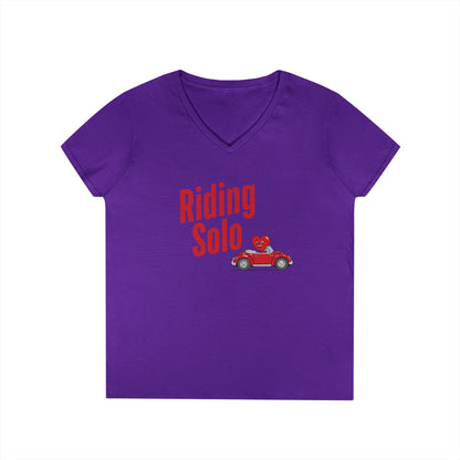 Riding Solo Valentine Ladies V-Neck Tee