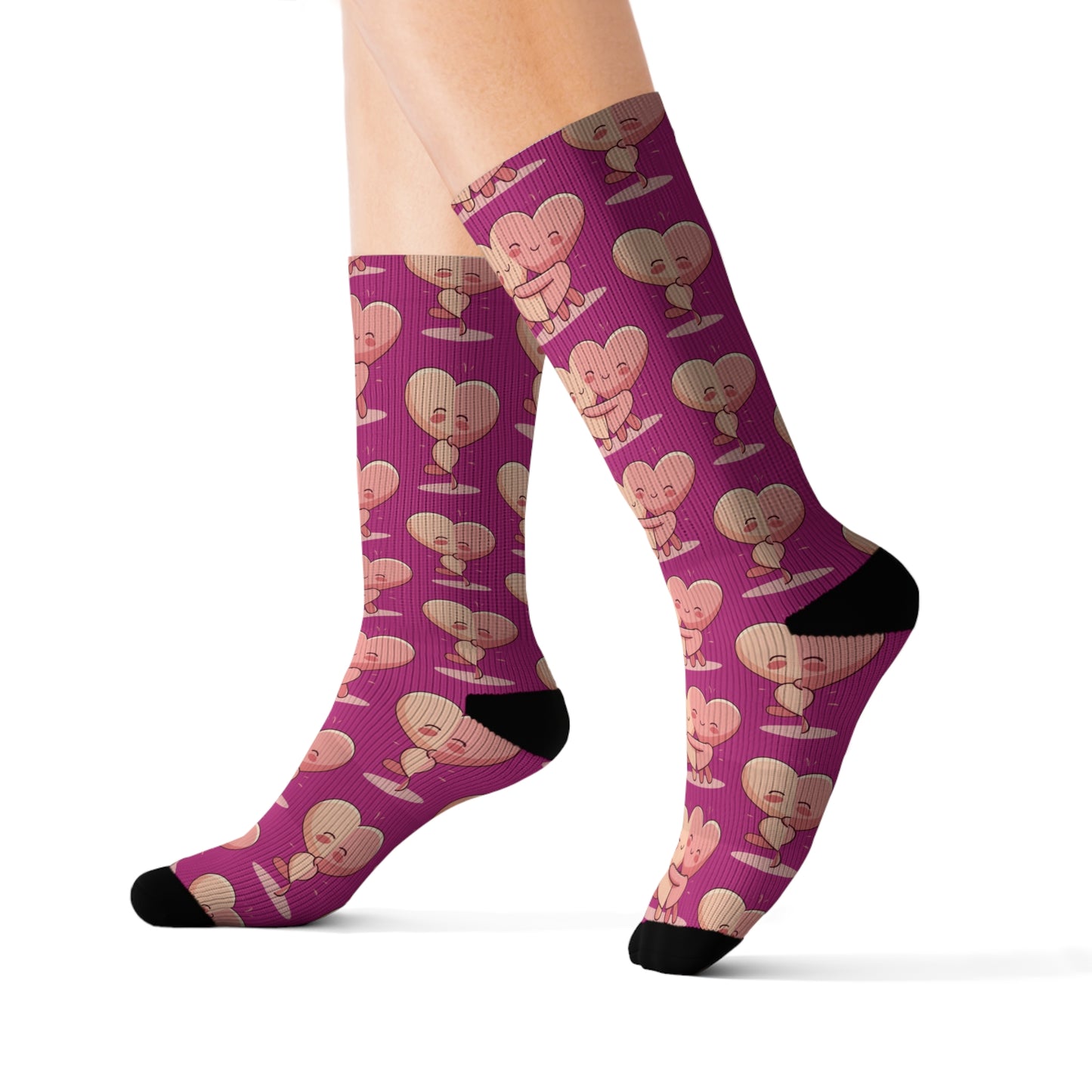 Cute Hugging Hearts Valentine's Socks
