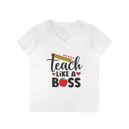 Teach Like A Boss Ladies' V-Neck T-Shirt