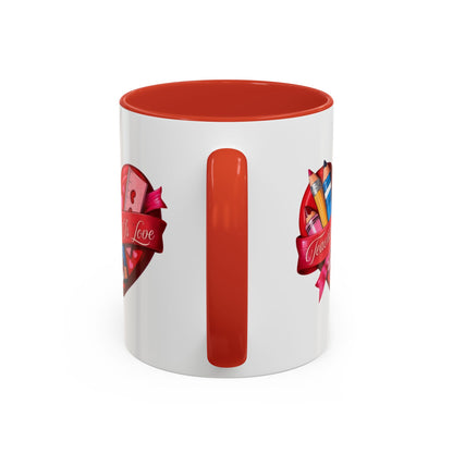 Teaching is Love Valentine’s Accent Coffee Mug (11oz, 15oz)