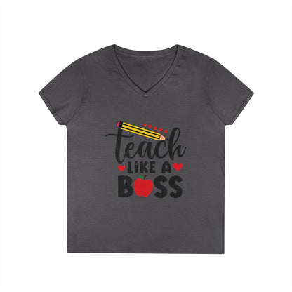 Teach Like A Boss Ladies' V-Neck T-Shirt