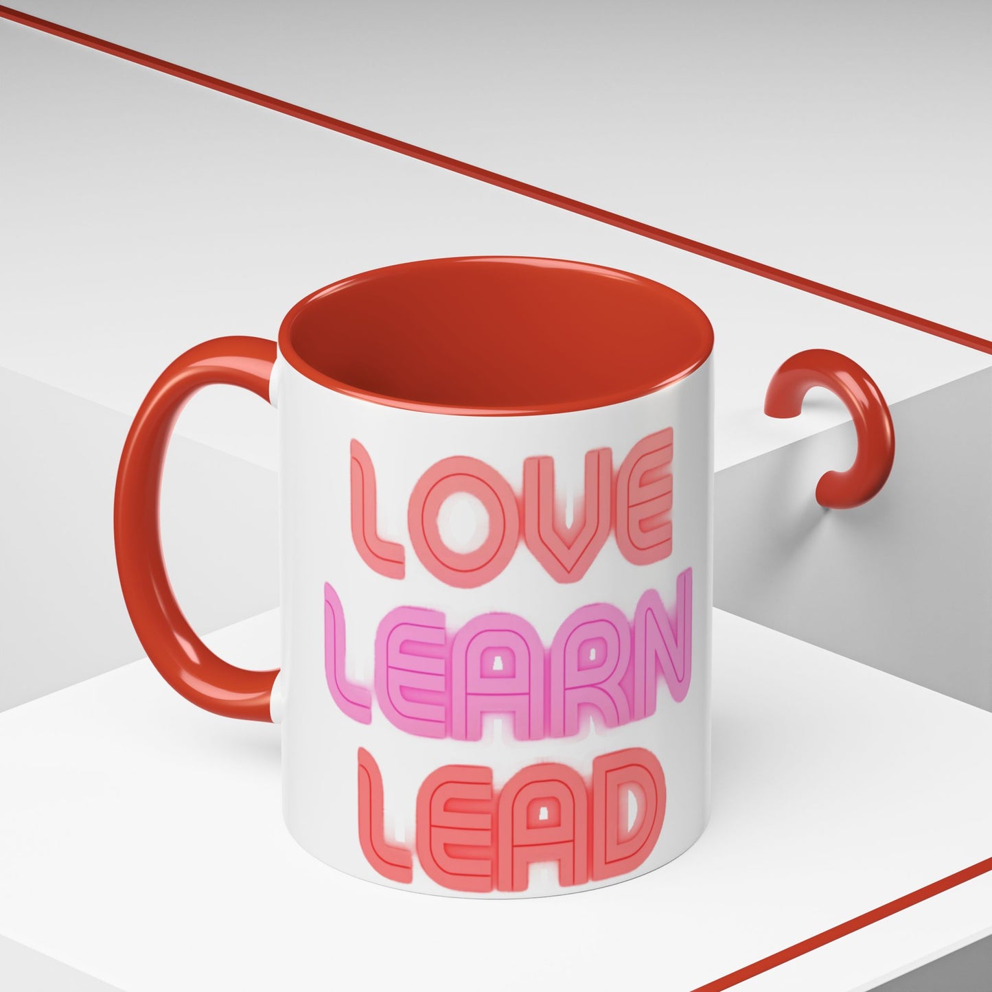 Love Learn Lead Valentine’s Accent Coffee Mug (11oz, 15oz)