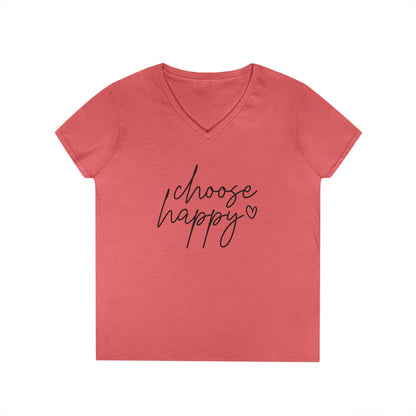 Choose Happy Ladies' V-Neck T-Shirt