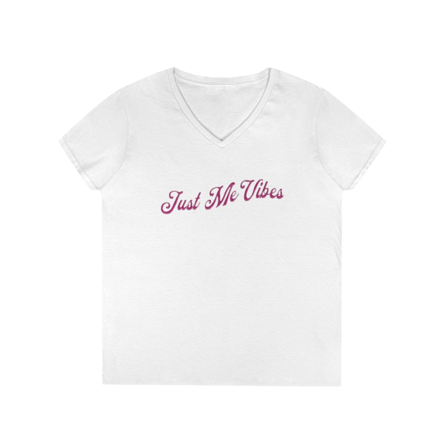 Just Me Vibes Valentine Ladies V-Neck Tee