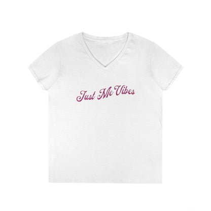 Just Me Vibes Valentine Ladies V-Neck Tee