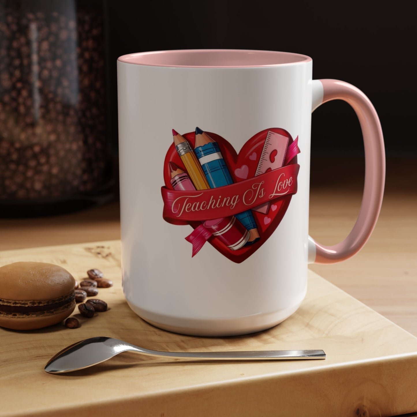 Teaching is Love Valentine’s Accent Coffee Mug (11oz, 15oz)